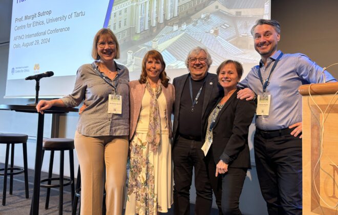 AFINO International Conference. From left; Siri Granum Carson, Margit Sutrop, Matthias Kaiser, May Thorseth and Christian Fieseler.