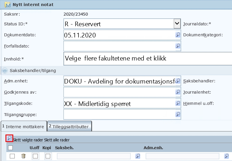 EPhorte - Velge Flere Interne Mottakere - Kunnskapsbasen - NTNU