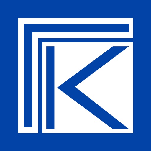 Logoen til Felleskatalogen, en K inne i en F i blått og hvitt
