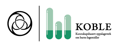 Logoen til Koble, tre grønne vertikale streker, sirkel med trebladet blomst inne i og teksten KOBLE
