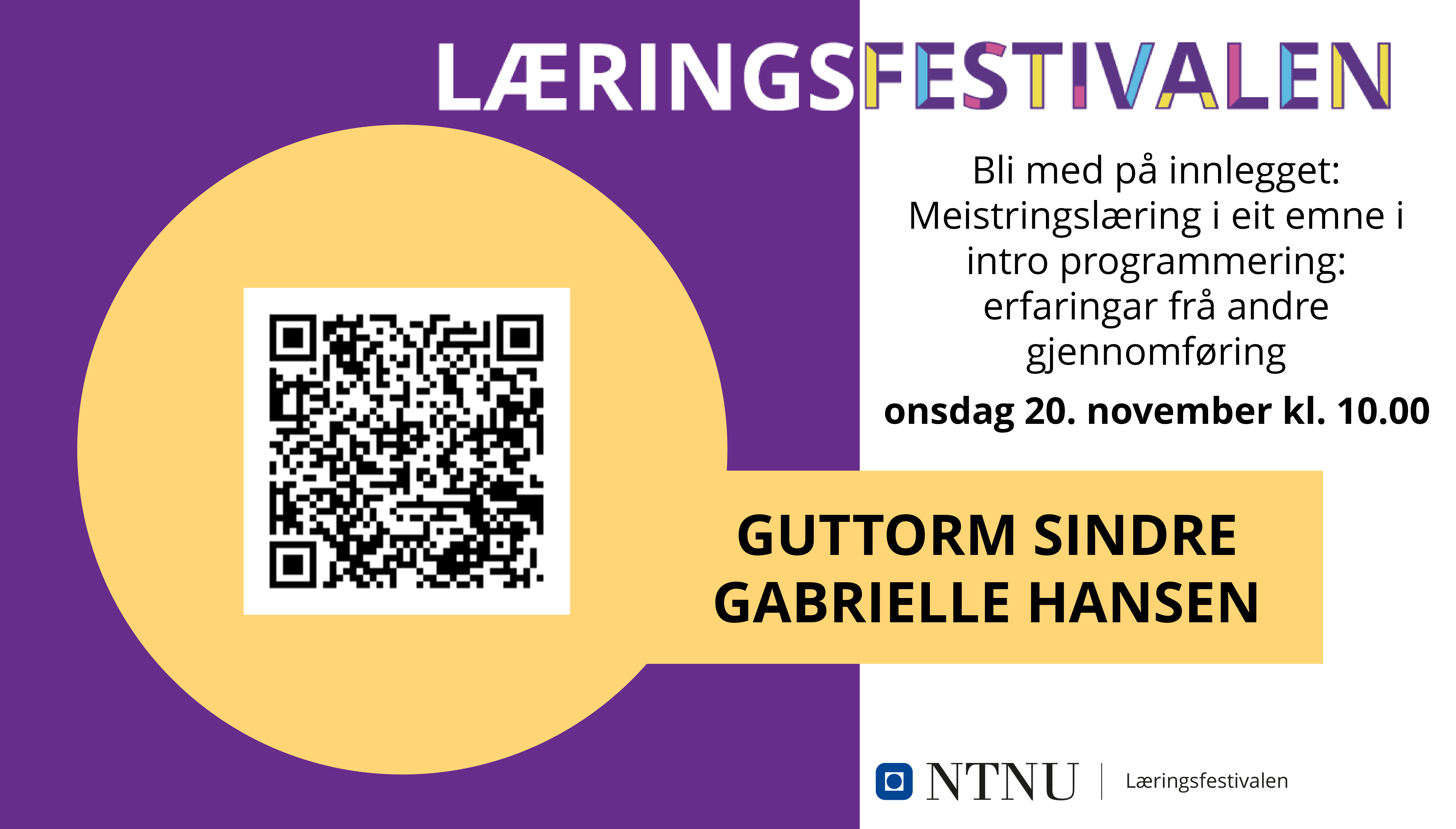 Invitasjon til læringsfestivalen onsdag 20.november klokken 10