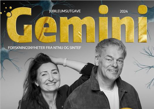 Foto av forsiden på Gemini. Den viser et bilde av Edvard Moser og May Britt Moser.