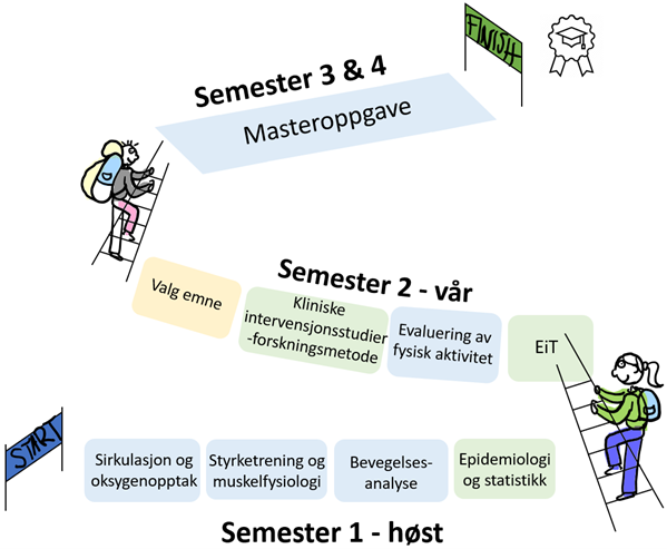 Figur over emne- og semesteroppbygging